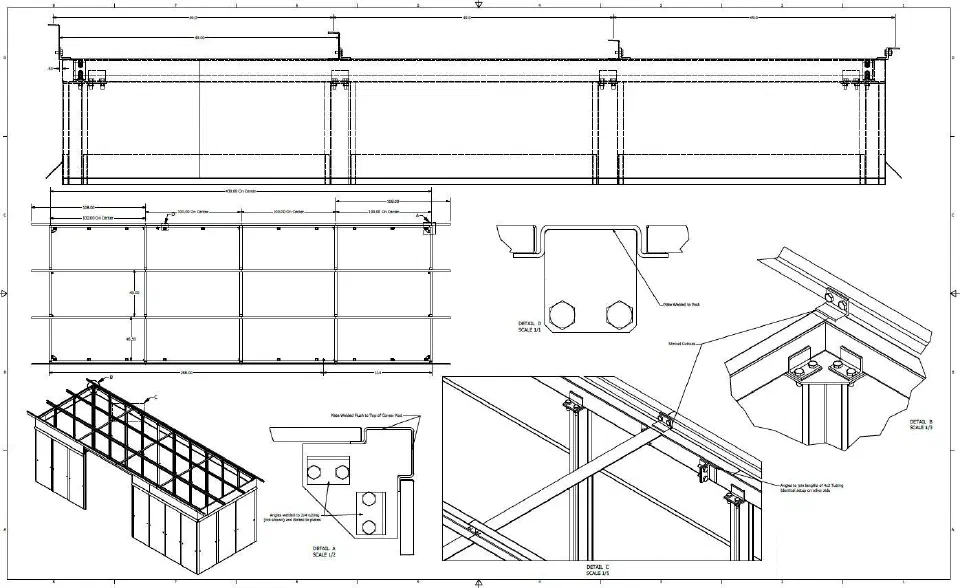 Fabrication drawing for the roof assembly
