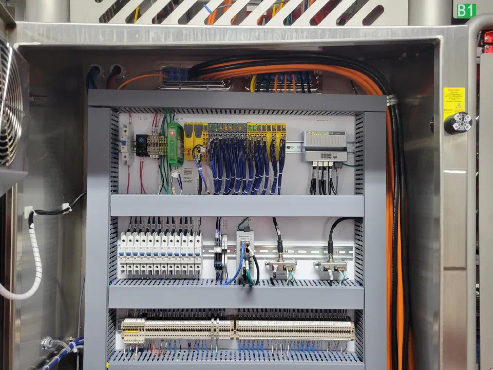 Inside the primary system's electrical cabinet