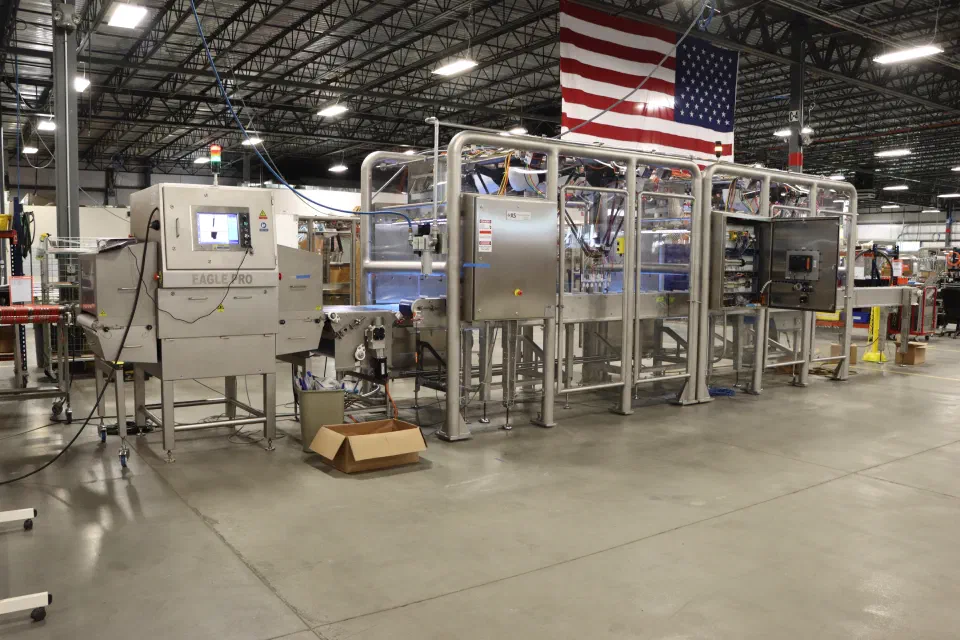 The X-ray inspection unit inline ahead of the secondary robot cell