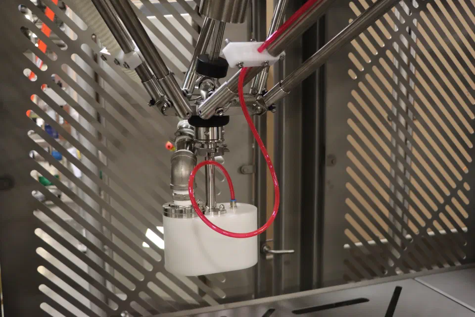 A delta robot's vacuum bag-picking tool