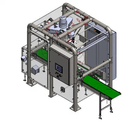 CAD render of the robot cell layout