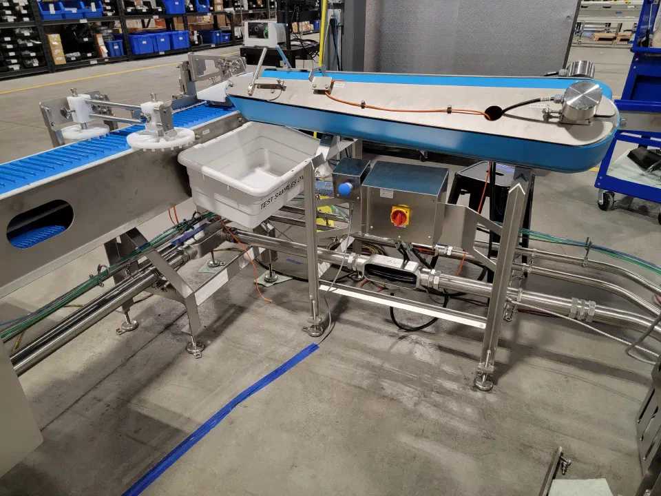 Overview of the collation and discharge conveyors during acceptance testing